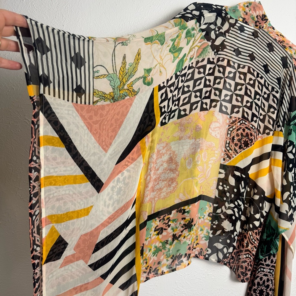 Anthropologie Multicolor Patchwork Sheer Open Sha… - image 6
